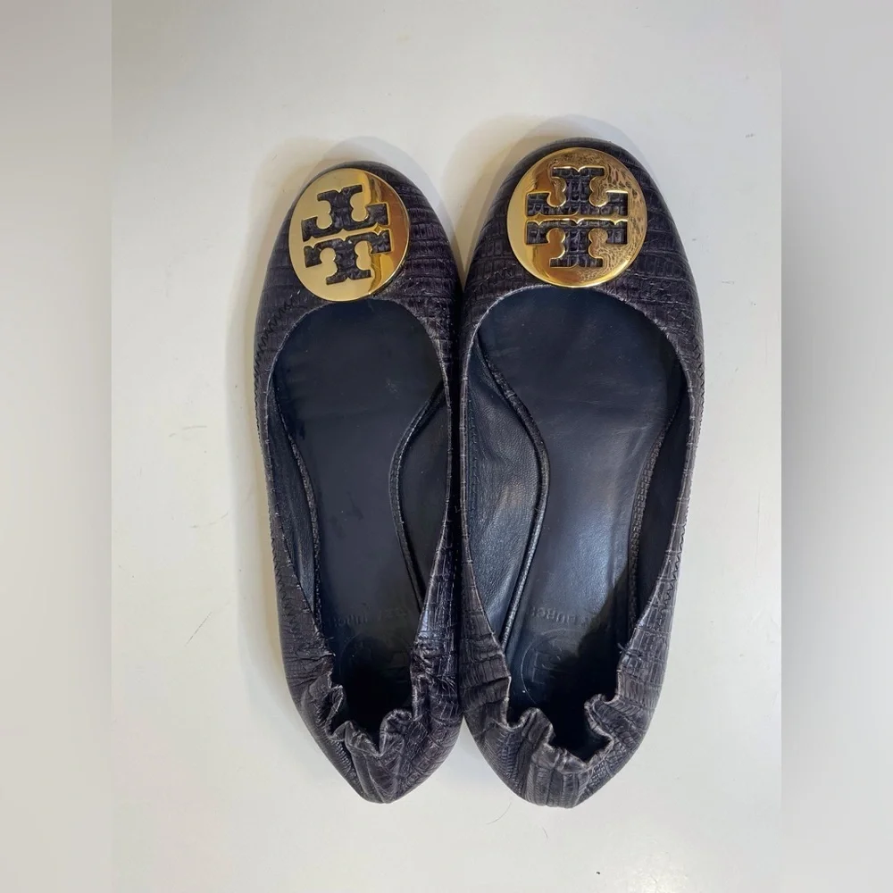 Tory‎ Burch Women’s Python Leather Reva Flats Shoes Size 6